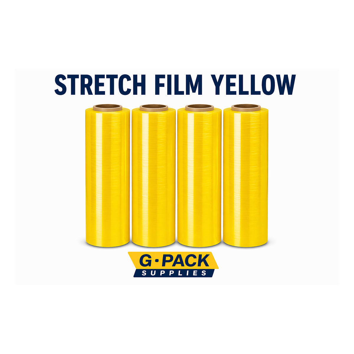 Stretch Film Yellow 18 x 1000 – 85 Gauge – Colored Pallet Wrap – 4 Rolls Case - alternate product view 1 - Gpack Supplies