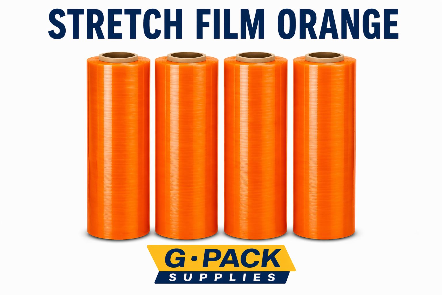 Stretch film orange 18 inch x 1000 ft 85 gauge 4 rolls per case pallet wrapping film wholesale Miami warehouse Gpack Supplies

