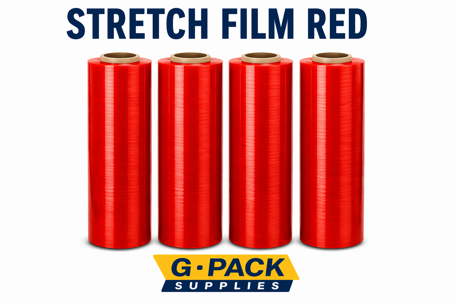 Stretch film red 18 inch x 1000 ft 85 gauge 4 rolls per case pallet wrapping film wholesale Miami warehouse Gpack Supplies

