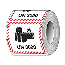 Hazardous Labels Lithium Battery UN3090 – 4.7 x 4.3 – 500 Labels Roll