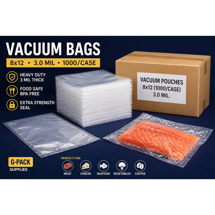 Vacuum Seal Bags 8 x 12 – 3 Mil – Commercial Vacuum Pouches – 1000 Case | Gpack Supplies