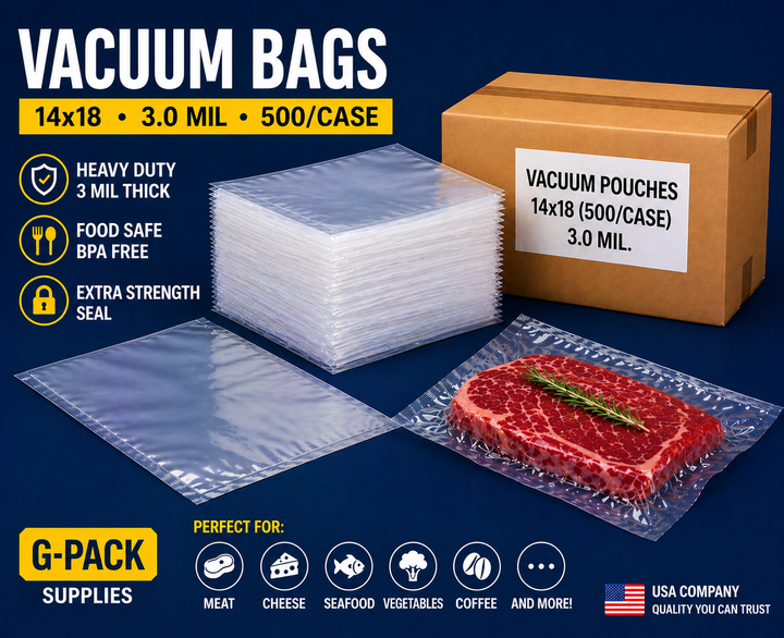 Vacuum bags 14x18 3 mil 500 case for food packaging and commercial use Gpack Supplies Miami warehouse