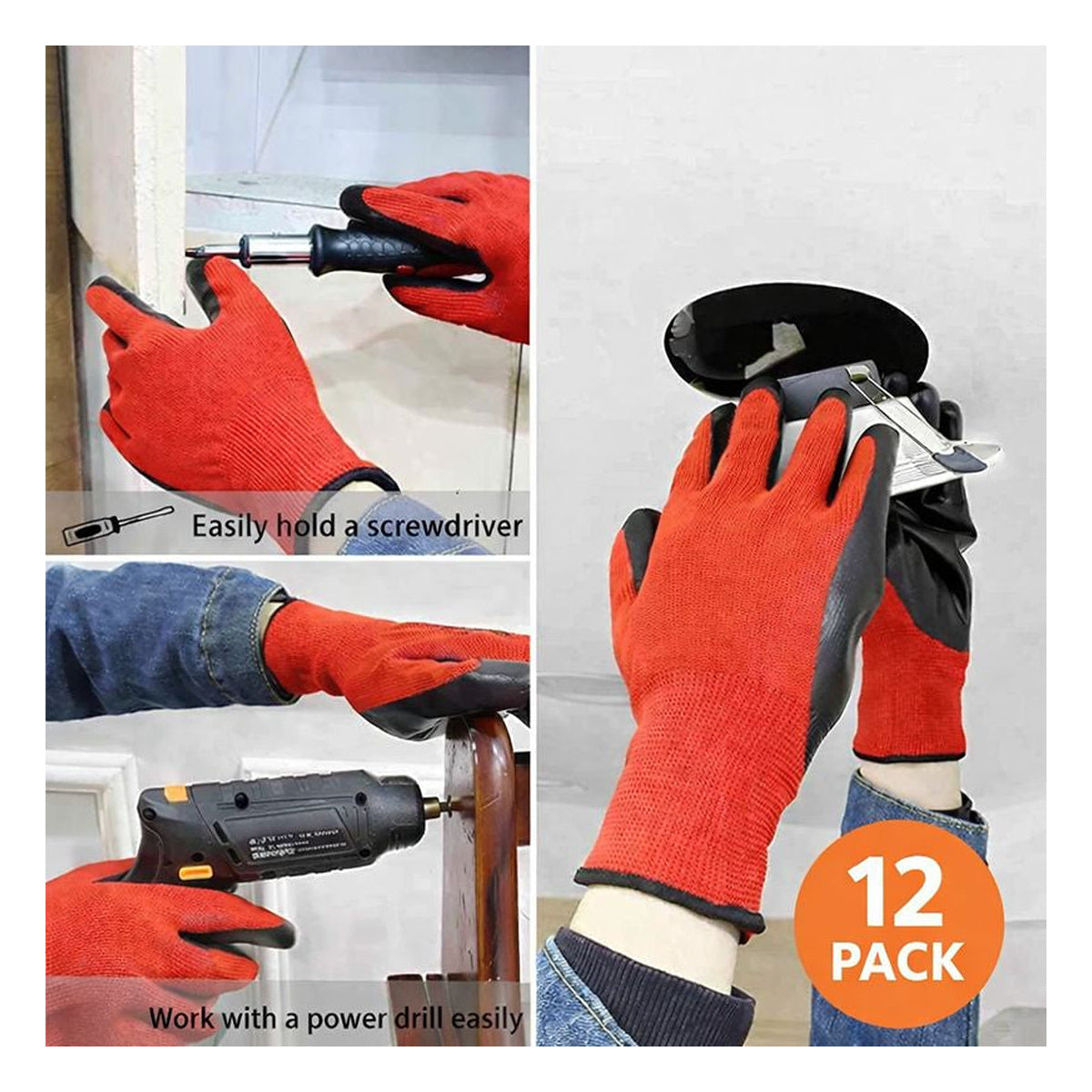 Warehouse Nitrile Coated Gloves – Multipurpose Work Gloves – 12 Pack - alternate product view 2 - Gpack Supplies