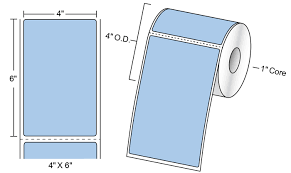 Direct Thermal Labels – 4 x 6 – Blue – 9 Rolls – 1 Core